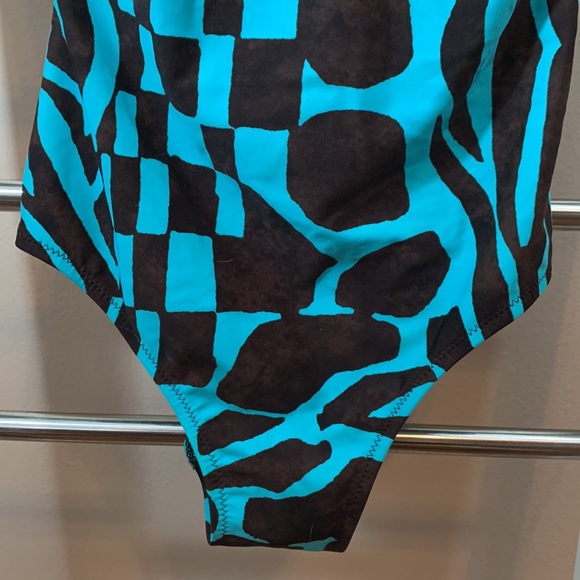 GOTTEX Brown & Turquoise Animal Print Tank One Piece Swimsuit - Picture 4 of 9